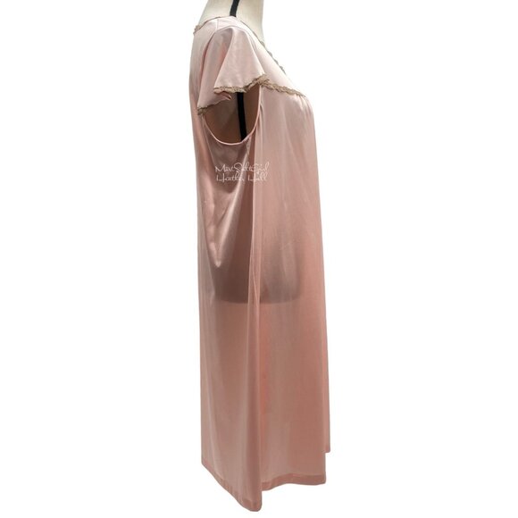 Vanity Fair Vtg 1970's Pink Whisper Lace Accent Satin Ensemble Slip & Robe Set - Picture 6 of 13